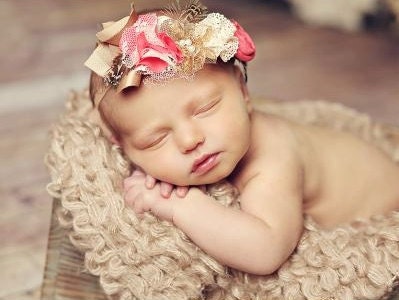 coral and gold vintage fancy headband