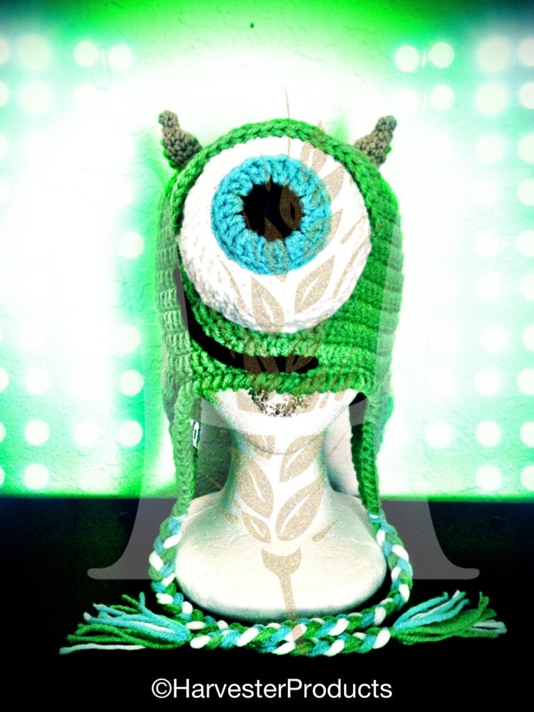 Disney Pixar Monsters, Inc. Mike Wazowski crochet hat