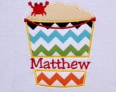 Boys' Personalized Chevron Sand Pail and Crab Short Sleeve T-Shirt or Onesie