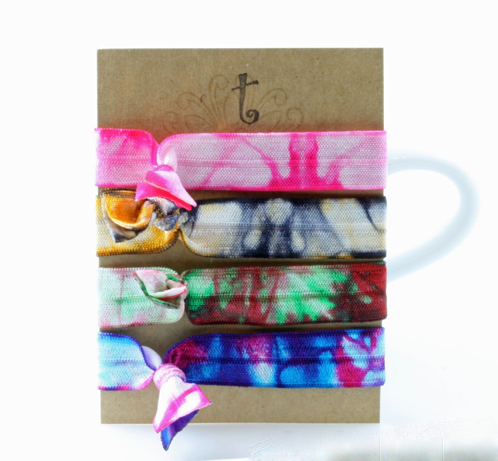 Elastic Hair Ties, The Hippie Collection, 4 Pony Tail Holders