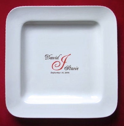 WEDDING GUEST BOOK Alternative - Unique Guest Book - Wedding Signature Platter  2 color monogram asymmetrical