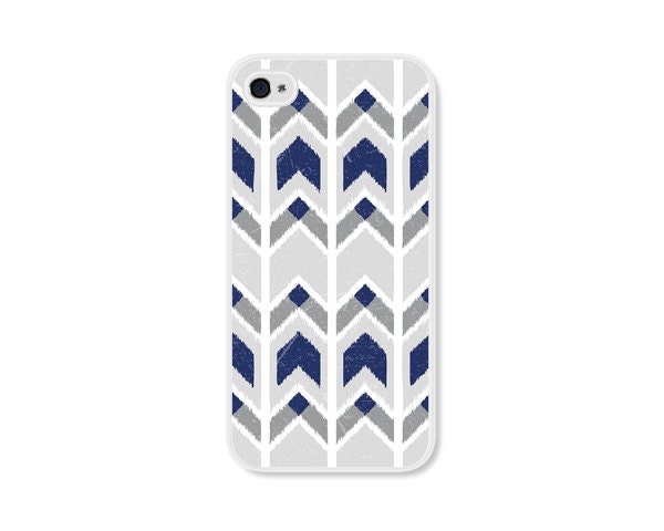 Cobalt Blue Ikat Chevron Tribal iPhone 5 Case - Plastic iPhone 5 Case - Southwest Geometric iPhone 5 Skin - Grey White Cell Phone