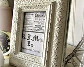 Upcycled Wood and Plaster Shabby White Easel Back Frame... Creamy White Chalk Paint and Distressed