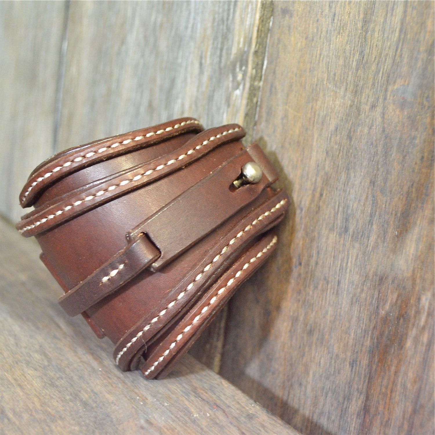 Mens Leather Wrap Cuff Bracelet