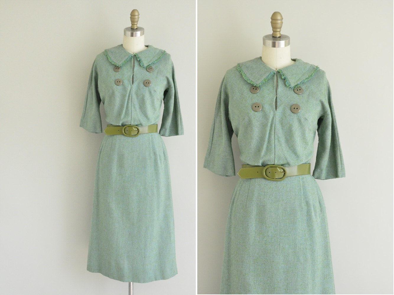 s a l e...vintage 1950s dress / 50s jade green wiggle dress / 1950s designer Jack Rose dress