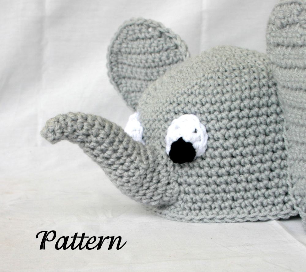 Baby toddler elephant hat PDF Crochet Pattern 6-36 months beanie infant animal head covering costume accessory photography prop