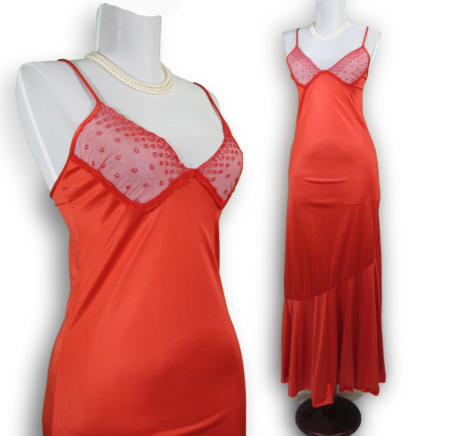 RED Sheer Madness red nightgown by Cira, in Antron III size small