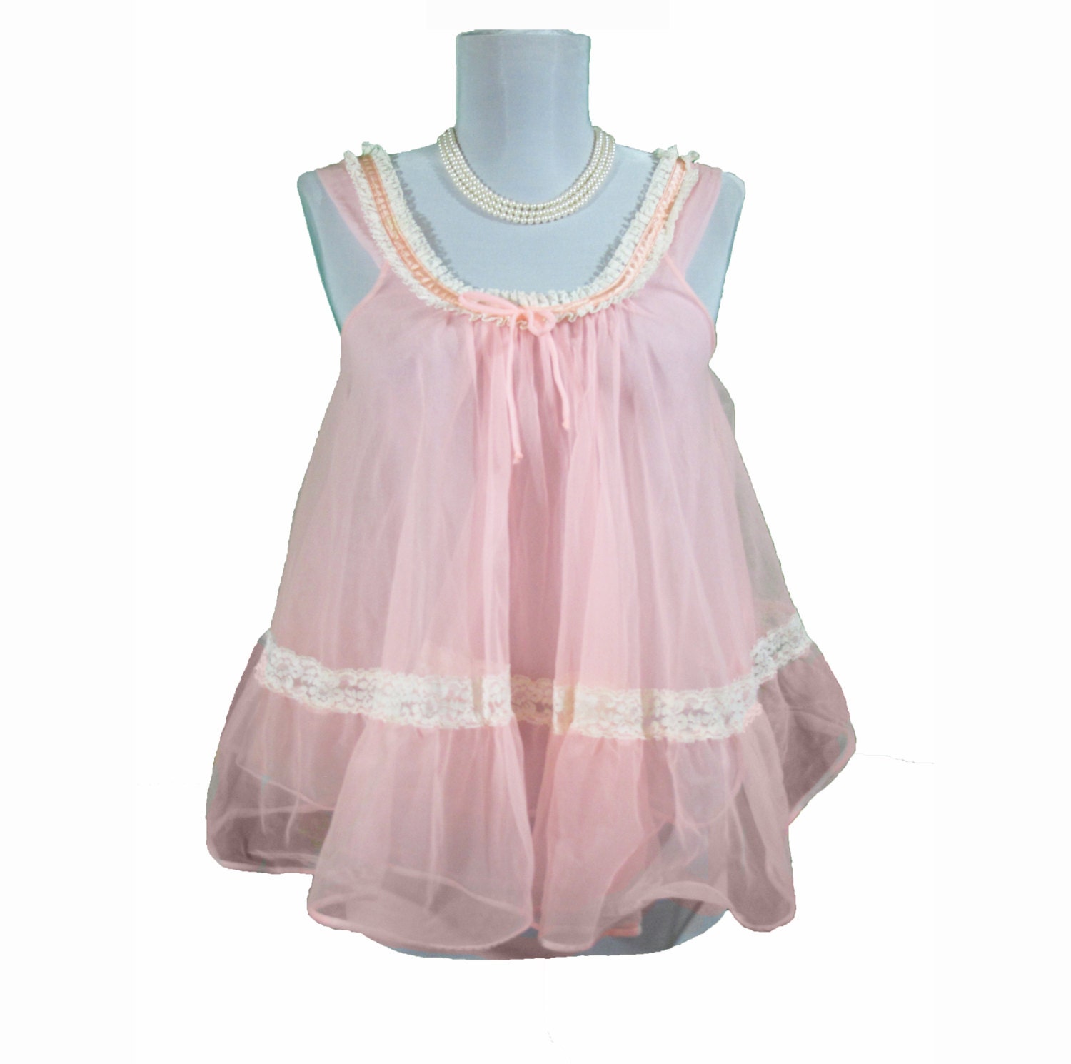 Baby Pink Chiffon Babydoll by Tosca, size Small