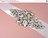 ON SALE Crystal Bridal Sash, Rhinestone Bridal Sash, Wedding Belt, Bridal Sash, Wedding Sash with Luxurious Satin Ribbon - White or Ivory