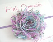 Shabby Chiffon Baby Headband, Lavender Blue Flower Headband for Newborn, Infant, Baby, Toddler, Girls