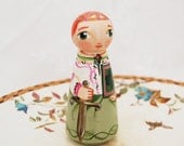 St Dymphna Catholic Saint Doll - Wooden Toy - Made to Order