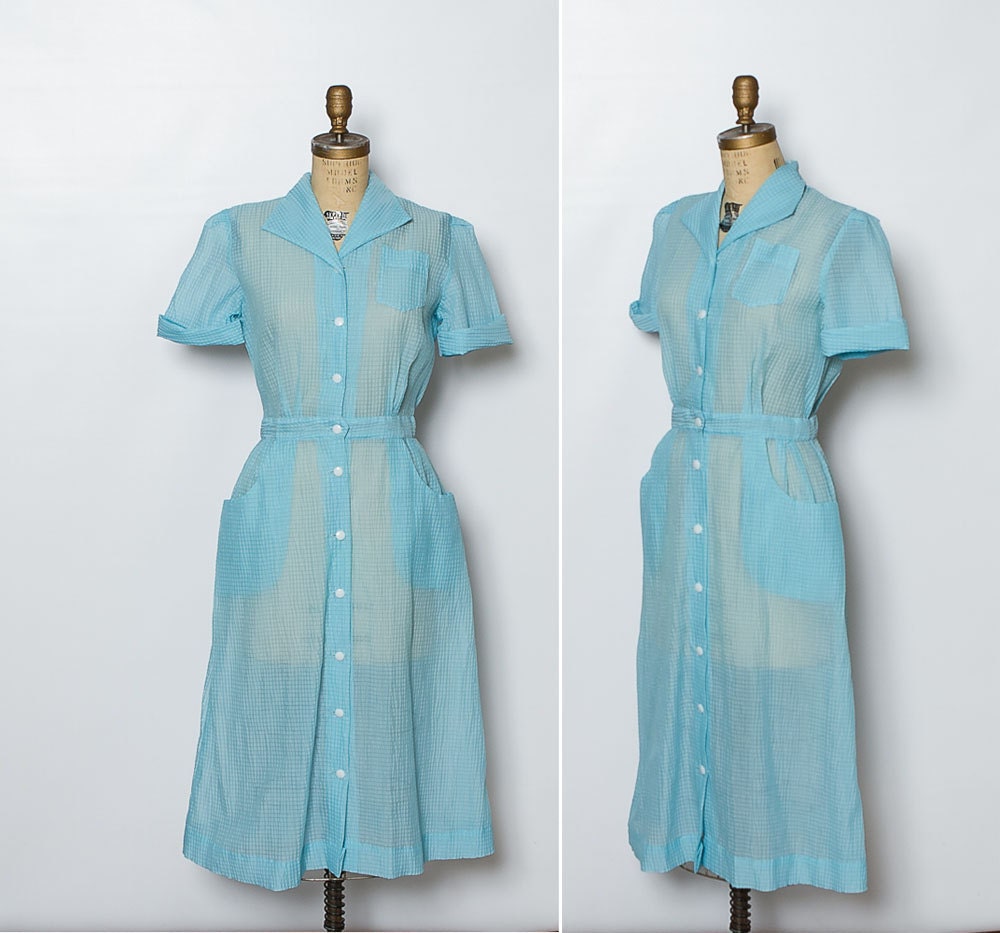 vintage 1950s blue day dress