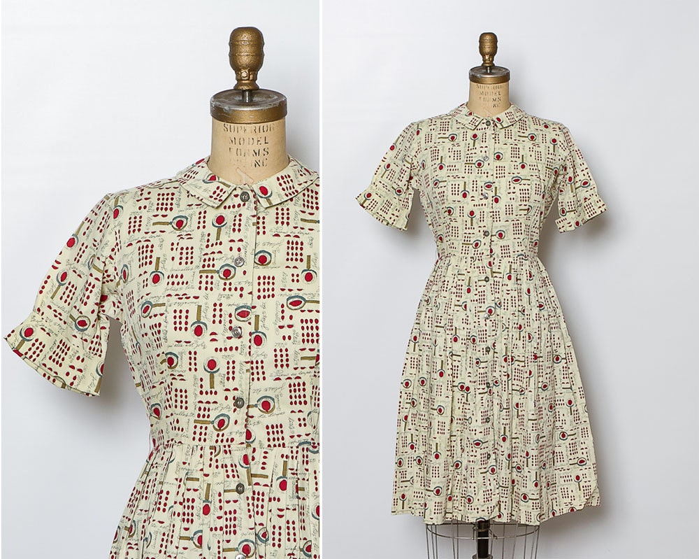 vintage 1950s ladybug print dress