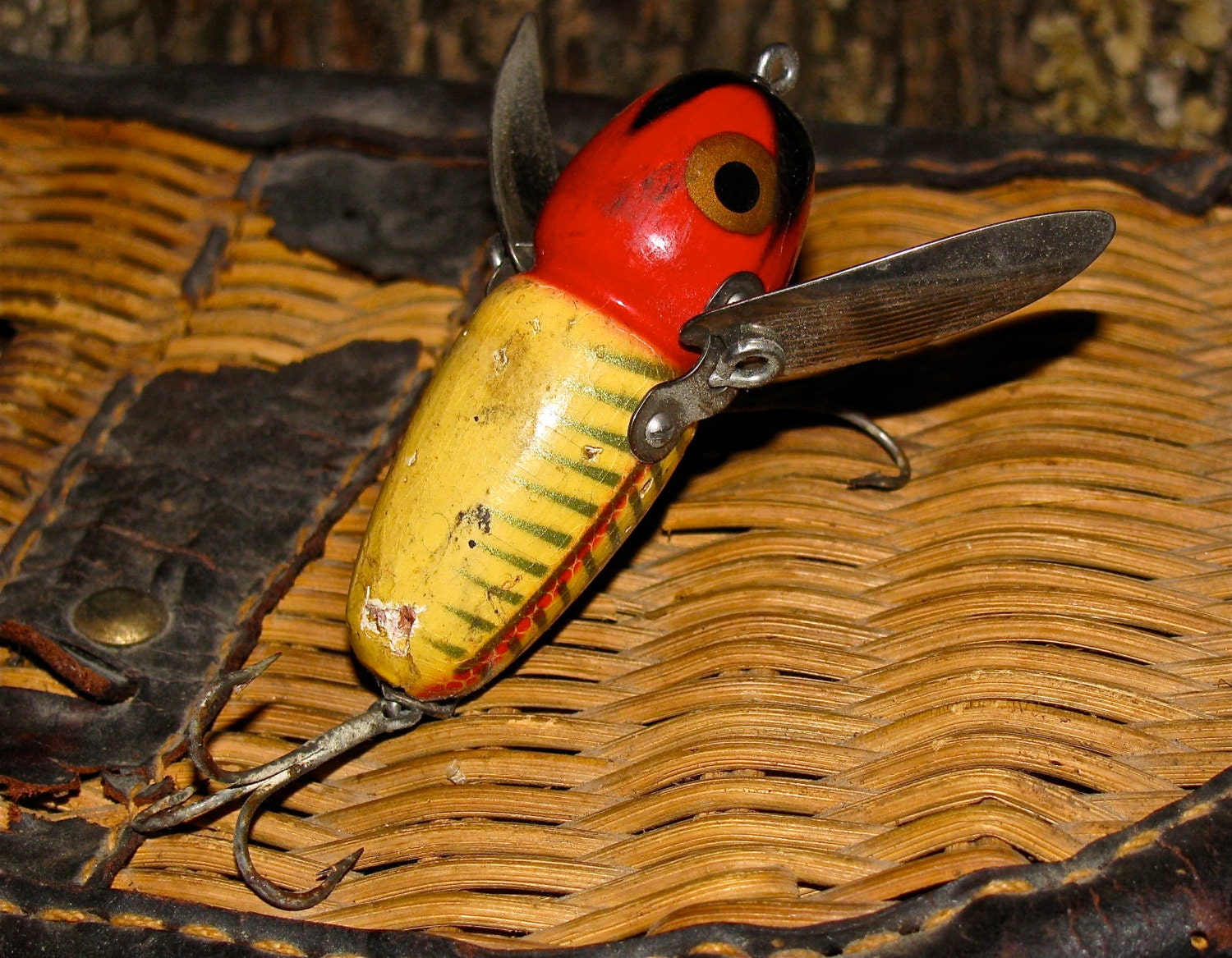 Vintage Wooden Heddon Crazy Crawler Fishing Lure III