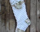 Shabby Cottage Chenille Christmas Stocking