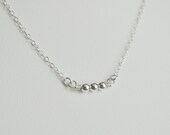 Sterling Silver Beaded Necklace - delicate tiny beaded three peas in a pod necklace small - simple everyday dainty jewelry - adenandclaire