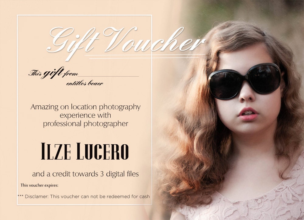 Gift voucher/card/coupon 5X7in digital Photoshop template PSD