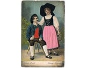 Vintage Traditional Costume Postcard - Alsace - France - Europe