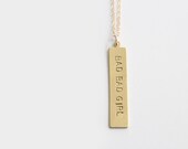 Hand Stamped Necklace - Bad Bad Girl - Rectangle