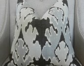 Decorative Designer Lumbar Pillow Cover - Kelly Wearstler for Lee Jofa - 18"X18" -  Bengal bazaar in Graphite - Pattern on the front