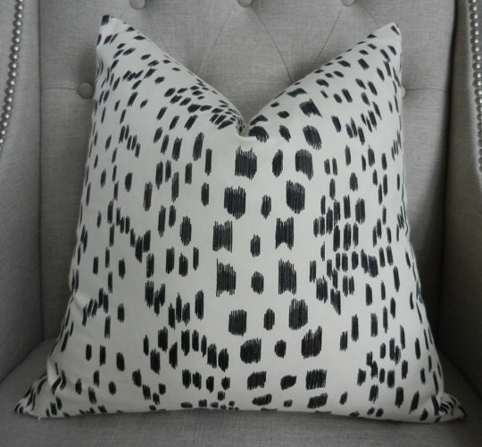 Decorative Designer Pillow Cover - 18"X18" - Brunschwig&Fils - Les Touches in black - Pattern on the front