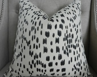 Decorative Designer Pillow Cover - 18"X18" - Brunschwig&Fils - Les Touches in black - Pattern on the front