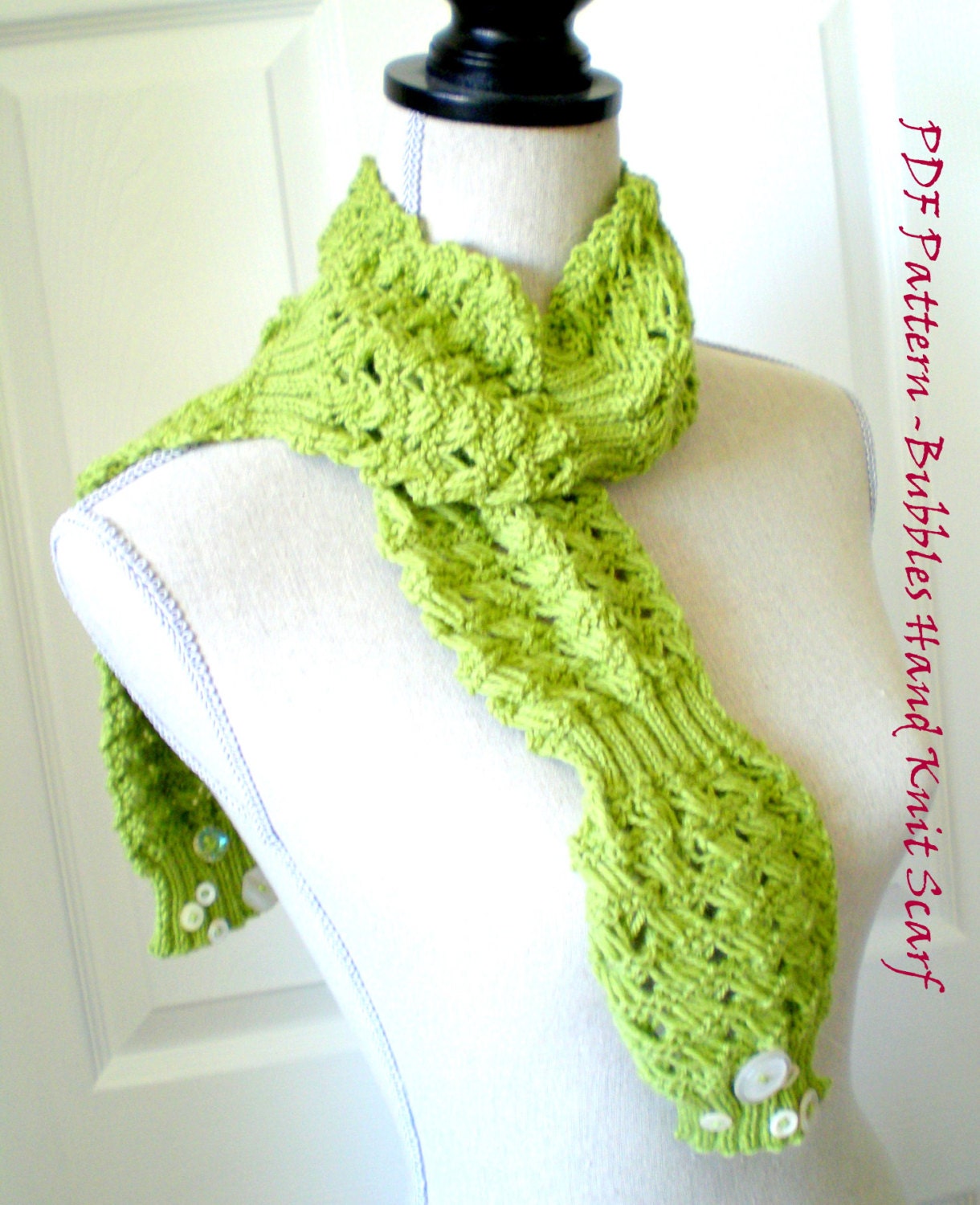 Women Knit Scarf PDF Pattern - Bubbles Textured Scarf