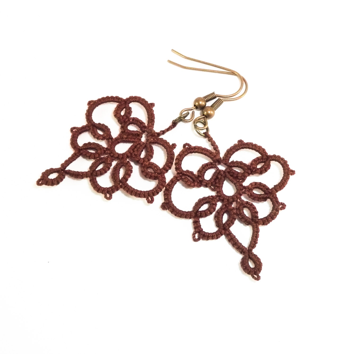 Brown lace earrings - lace jewelry