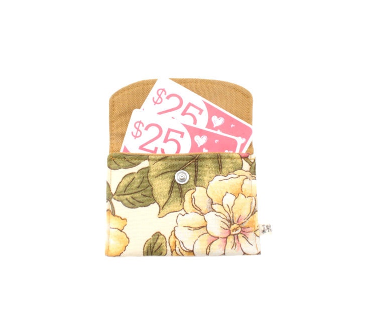 Floral Garden Mini Snap Wallet Card Holder (Business Card, Gift Card, Debit/Credit Card, Membership Card Case)