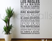 Vinyl Wall Decal Sticker Art, French House Rules les regles de la maison