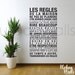 Vinyl Wall Decal Sticker Art, French House Rules les regles de la maison
