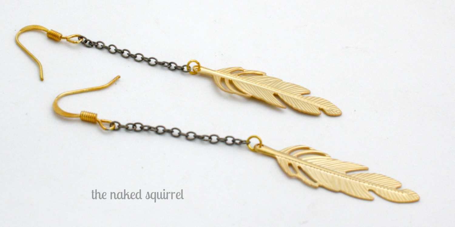 Feather Earrings on Chain