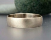 White Gold Mens Wedding Band - 6mm Wide Half Round Ring in Solid 14k Gold