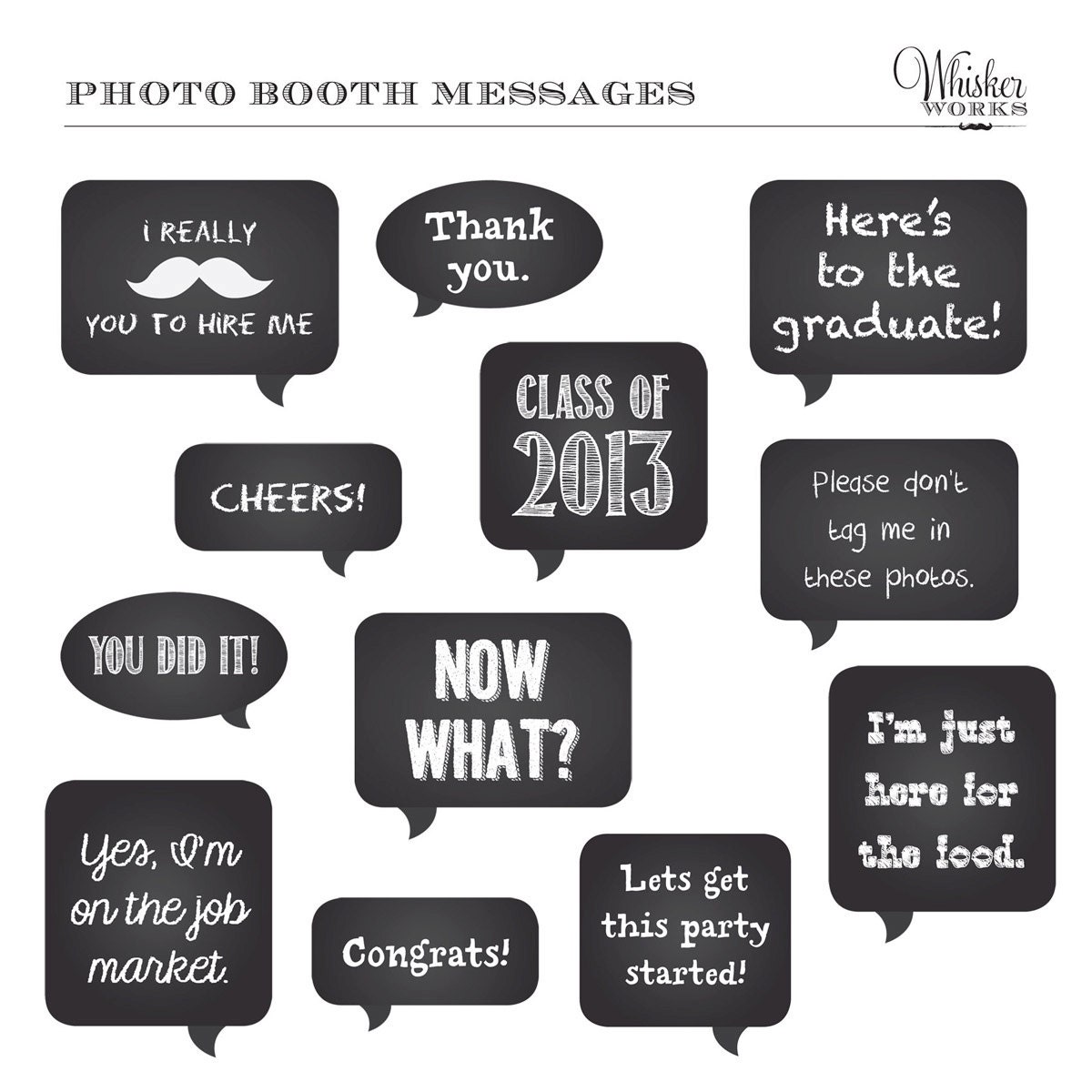 DIY Photo Booth Printables - Chalkboard Signs - GRADUATION