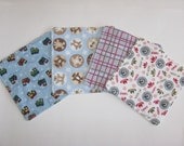 Set of 5 Wipes or Washcloths - baby boy colors - Blue - Pick Your Combo