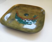Vintage Mid Century Modern Bovano Enamel on Copper Square Dish