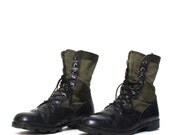 mens size 10.5 MILITARY black leather canvas VIETNAM 70s COMBAT jungle lace up boots