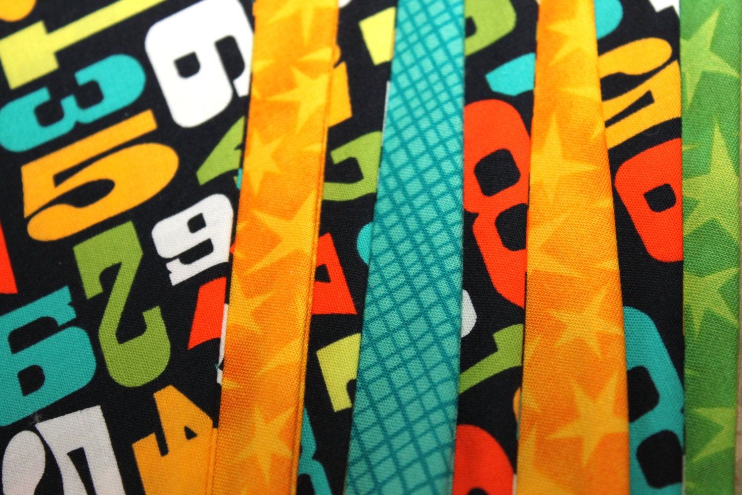 Fabric Birthday Banner - Numbers in Teal, Yellow, Orange, Green Il_170x135