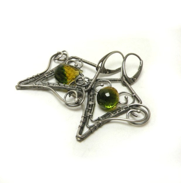 Reservation Luxury silver wire wrapped set - earrings and pendant