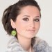 Yellow green leather circle Earrings SALE