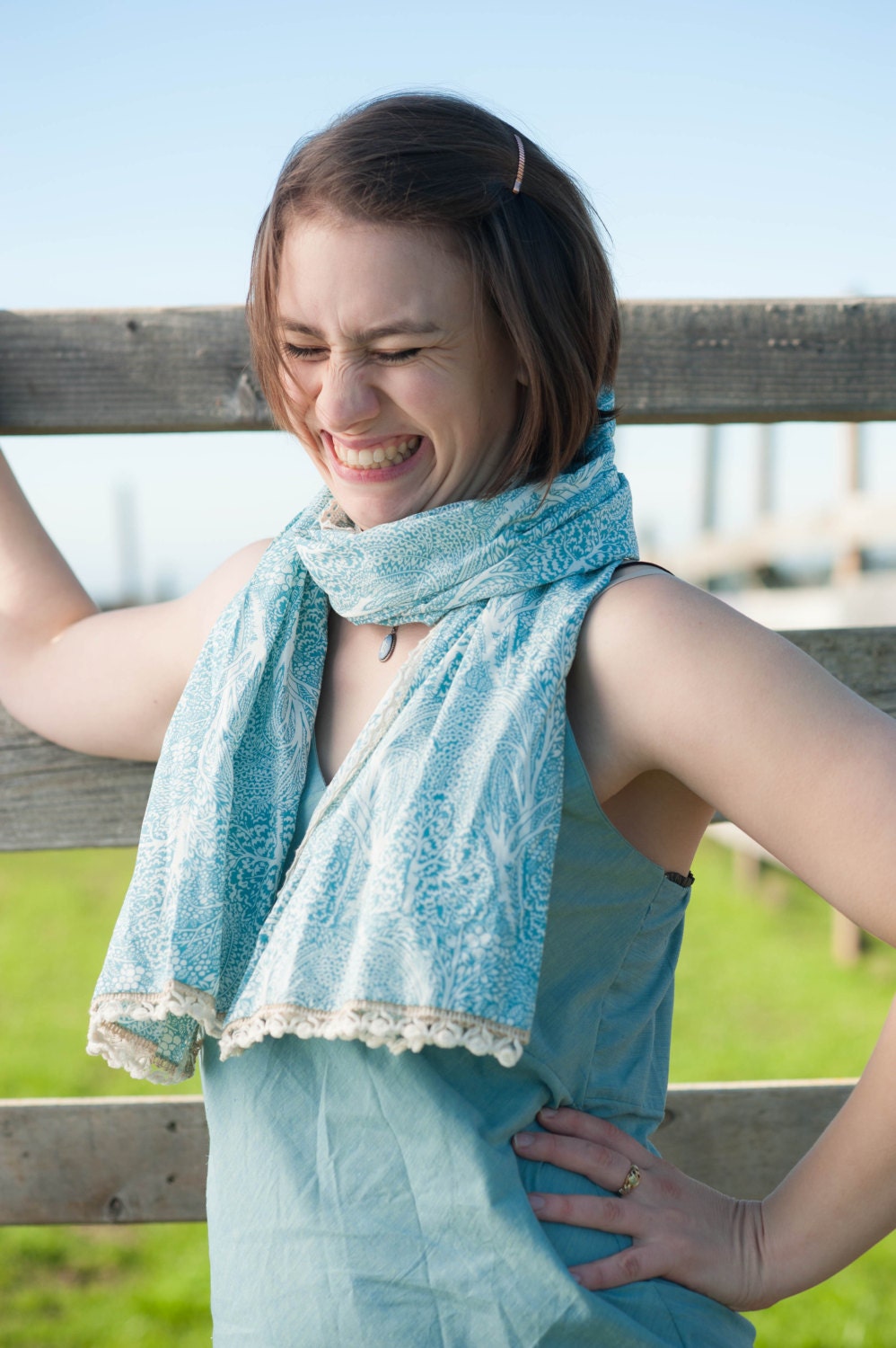 Cerulean cotton scarf