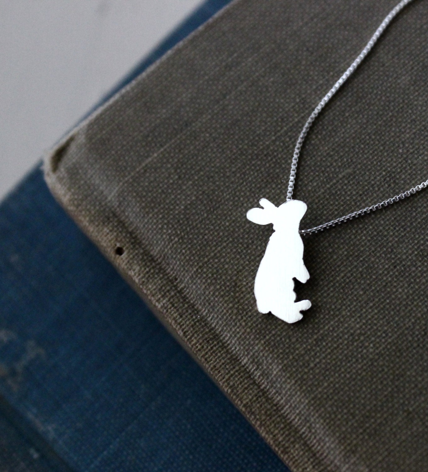 Tiny Rabbit, sterling silver necklace, sweet bunny silhouette pendant, handmade animal jewelry