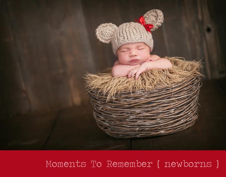 Baby Bear Hat with Bow, Photography Prop
