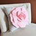Light Pink Rose on Light Grey Pillow 14x14