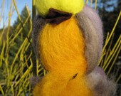Soft Tweet Bird - whimsical fibre art unique wool ornament