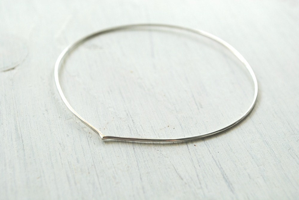 Thin Silver Stacking Bangle Bracelets, Raindrop Series