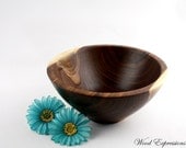 Wooden Walnut Bowl / 10 3/4 inch Wood Salad Bowl