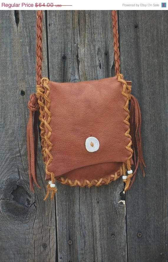 Small leather handbag  Crossbody leather bag   Handmade buckskin purse