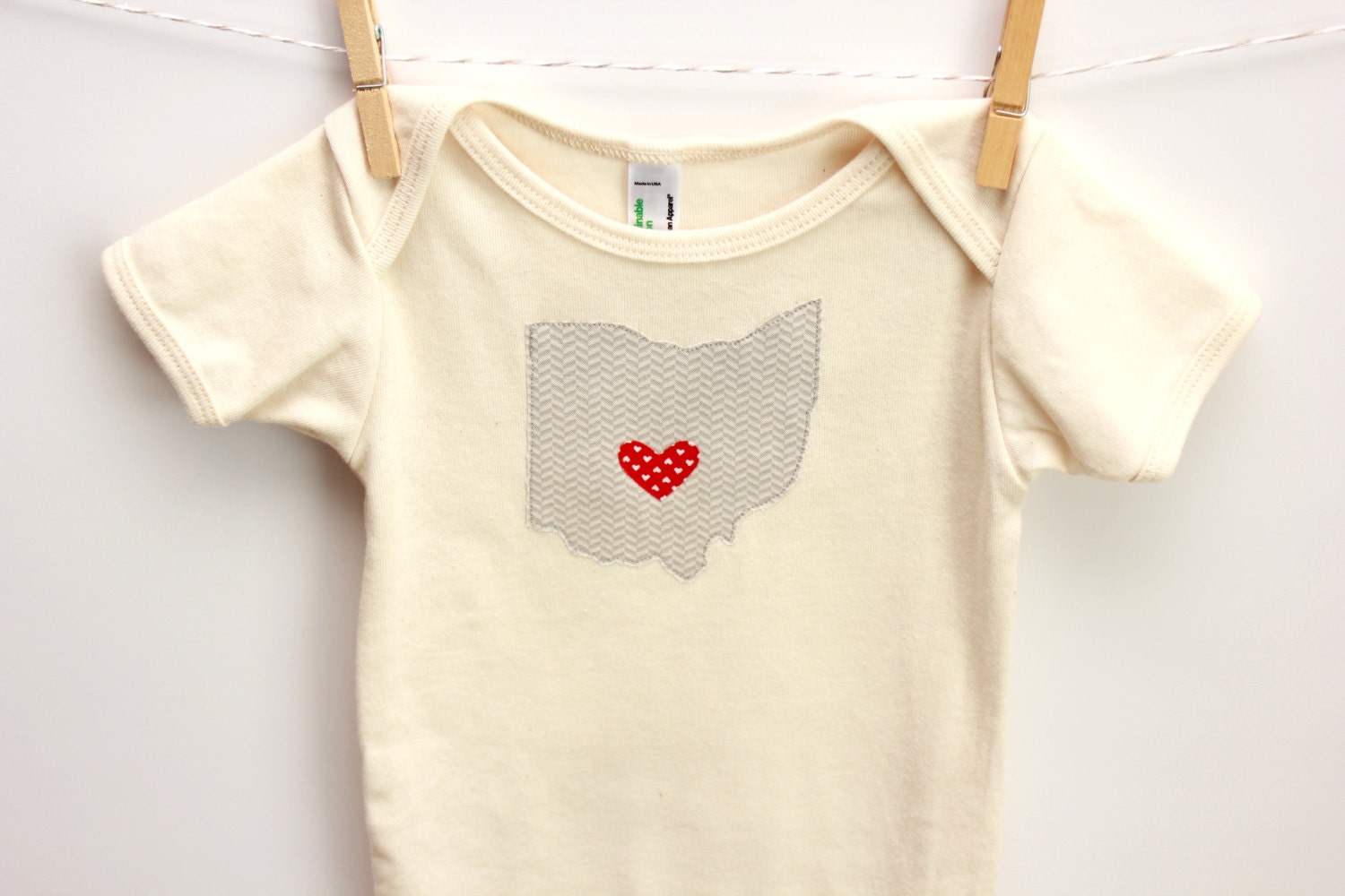 Hometown Pride State Love Organic Onesie Made In The USA - LittleBlueFeathers