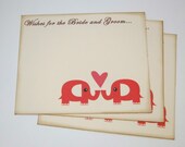 Wedding Guest Book Alternative Cards - Set of 50 - Kissing Love Elephants - Coral Pink